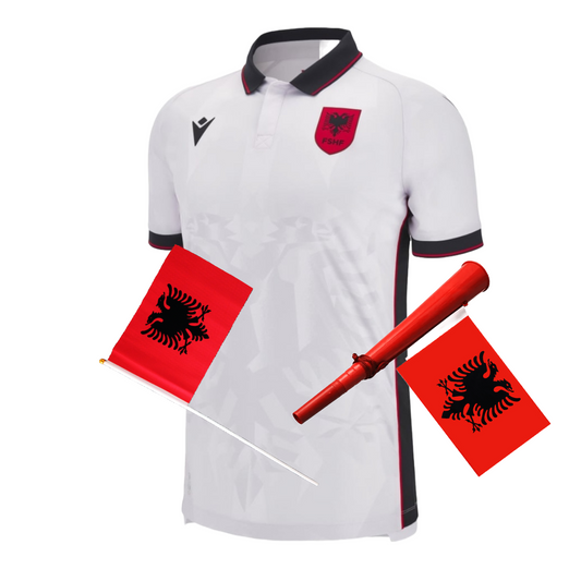 Albanien Fanpaket 2024: Auswärtstrikot mit gratis Fan-Tröte & Handflagge – nur 54,99€!