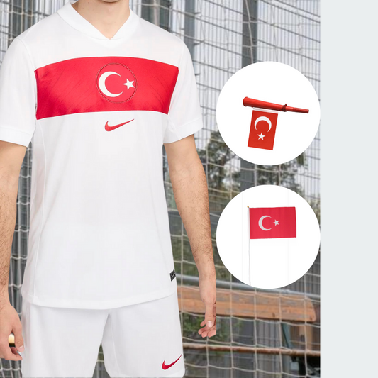 Türkei Fanpaket 2024: Heimtrikot mit gratis Fan-Tröte und Handflagge