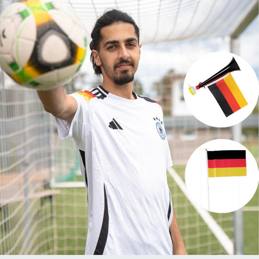 Deutschland Fanpaket 2024: Heimtrikot mit gratis Fan-Tröte & Handflagge
